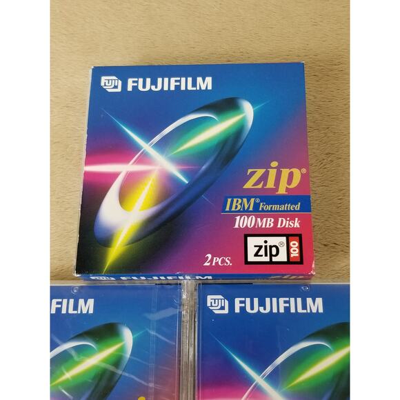 Fujifilm 100mb Disk BM Formatted Zip Disk New Sealed 4 pcs Vintage - Picture 3 of 11